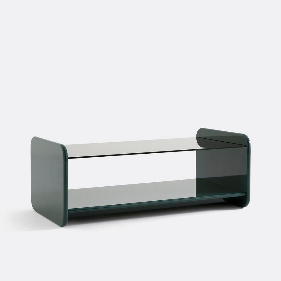 Table basse laque et verre trempé