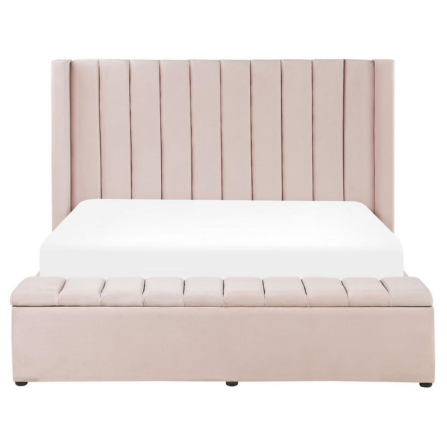 Beliani Lit à eau avec banquette de rangement en Velours  NOYERS  