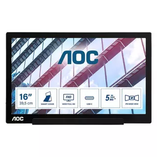 AOC  01 Series I1601P Computerbildschirm 39,6 cm (15.6 Zoll) 1920 x 1080 Pixel Full HD LED Silber, Schwarz Schwarz
