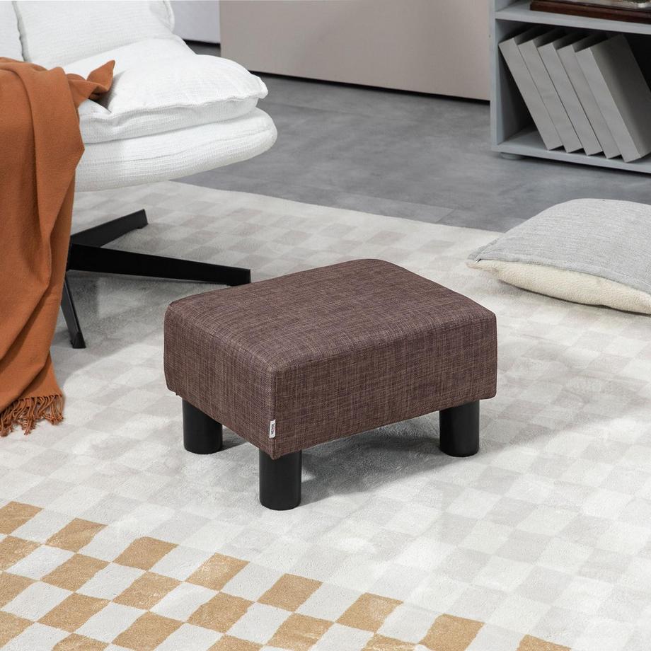 Northio Sitzhocker Ottoman Fußhocker Rechteckig Fußstütze Aus Leinen, Polsterhocker Bis 100 Kg Belastbar, Für Wohnzimmer, Flur, Braun, 40 X 30 X 24 Cm  