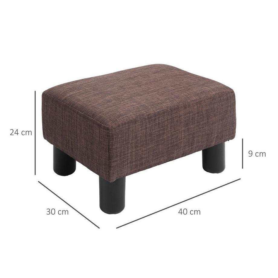 Northio Sitzhocker Ottoman Fußhocker Rechteckig Fußstütze Aus Leinen, Polsterhocker Bis 100 Kg Belastbar, Für Wohnzimmer, Flur, Braun, 40 X 30 X 24 Cm  
