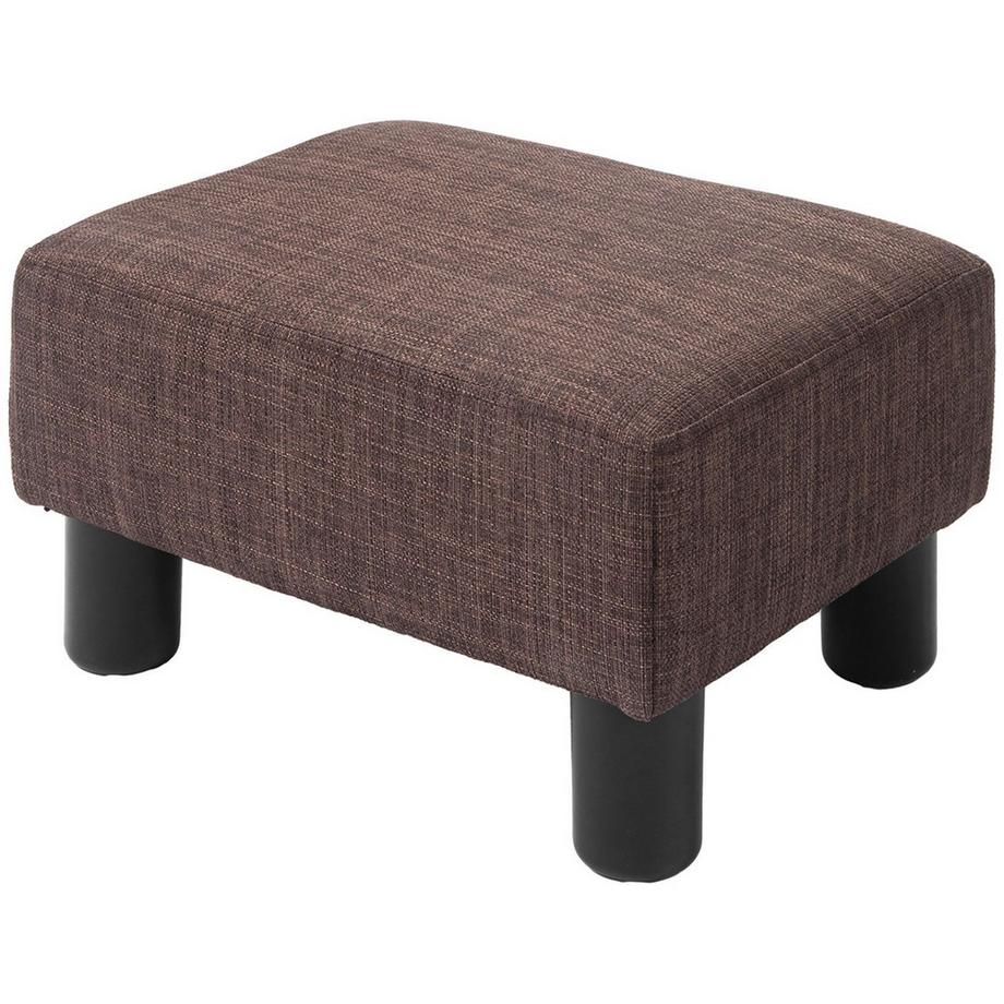 Sitzhocker Ottoman Fußhocker Rechteckig Fußstütze Aus Leinen, Polsterhocker Bis 100 Kg Belastbar, Für Wohnzimmer, Flur, Braun, 40 X 30 X 24 Cm