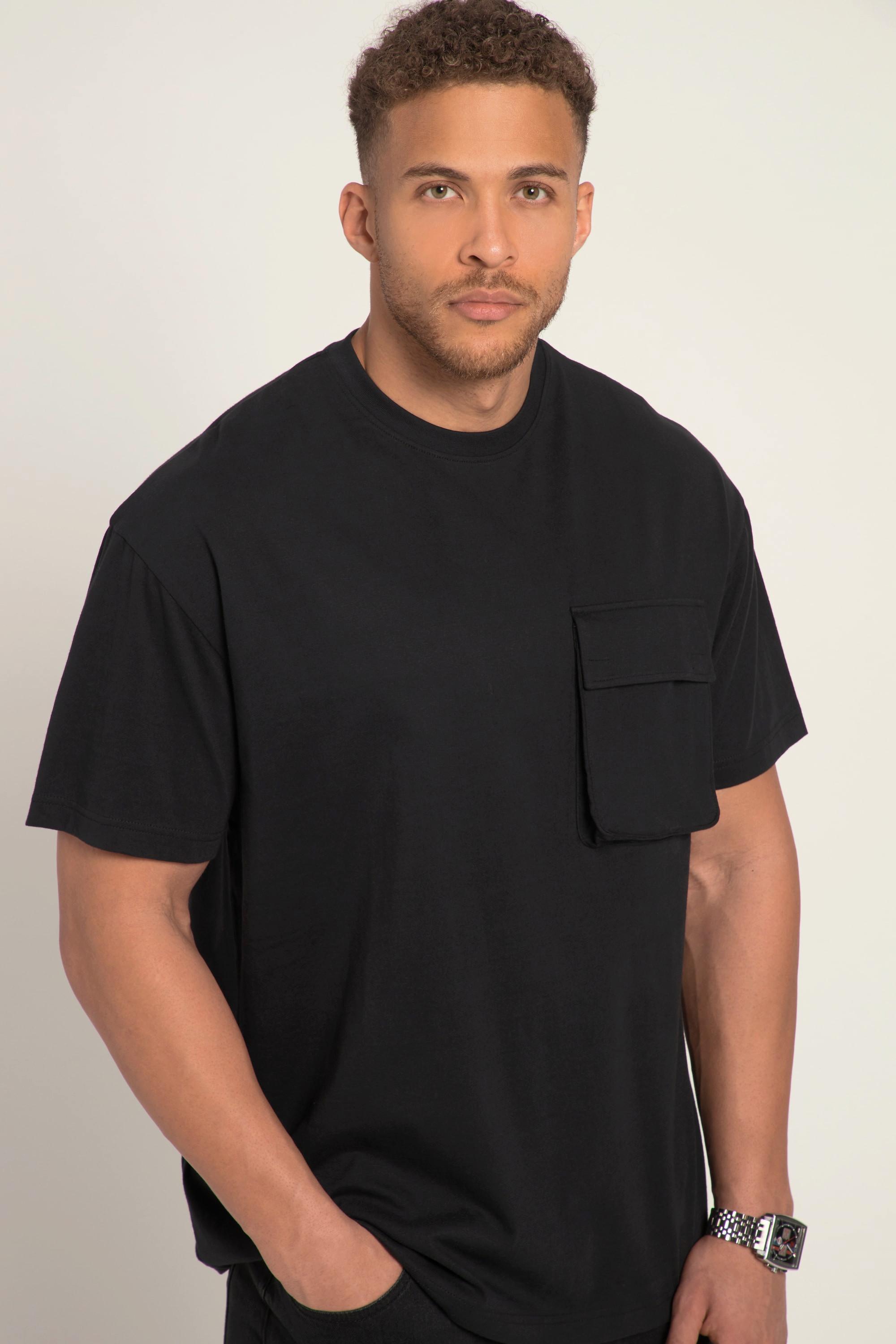 Sthuge  T-shirt STHUGE con taglio oversize, taschino e mezze maniche nero 