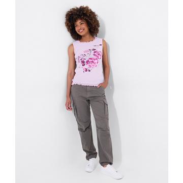 Mehrlagiges Mesh-Top mit Blumenmuster