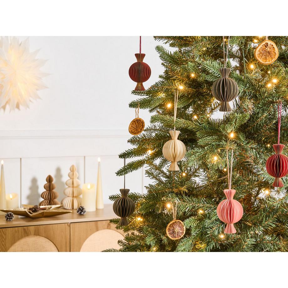 Beliani Lot de 16 décorations pour sapin de Noël en Papier Traditionnel RAUMA  