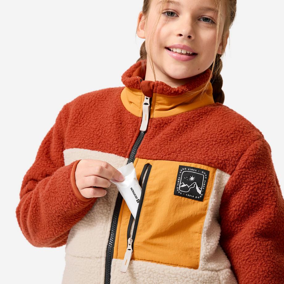 QUECHUA  Veste polaire sherpa chaude enfant 7-15 ans, NH 900 zip beige et marron 