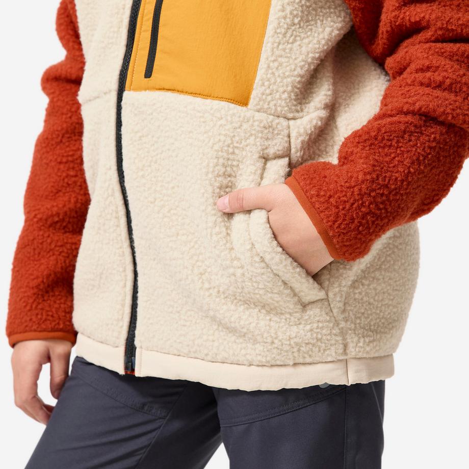 QUECHUA  Veste polaire sherpa chaude enfant 7-15 ans, NH 900 zip beige et marron 