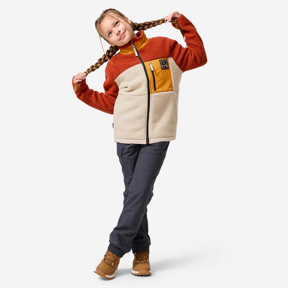 QUECHUA  Veste polaire sherpa chaude enfant 7-15 ans, NH 900 zip beige et marron 
