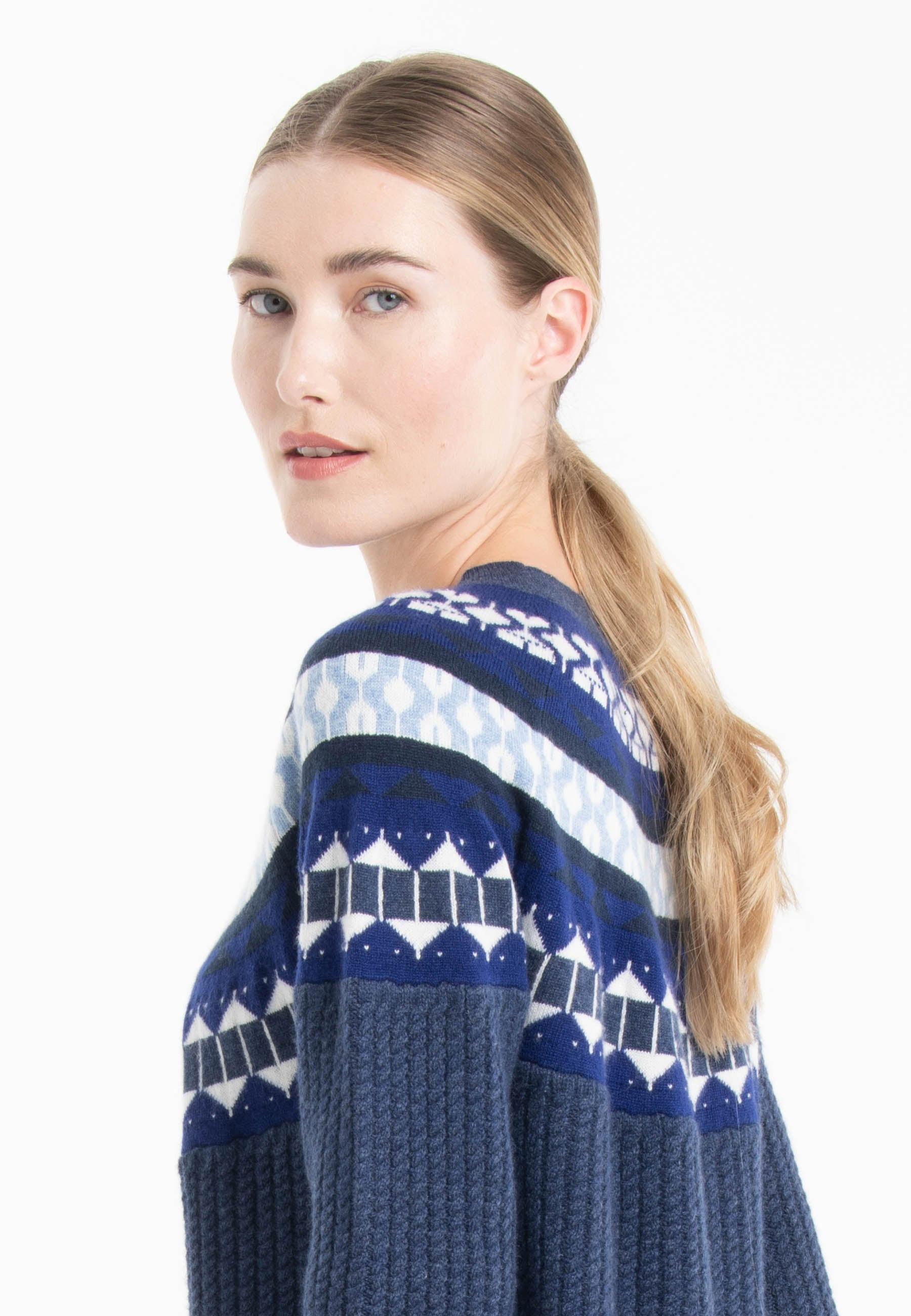 Studio Cashmere8  NAMI 26 Pull col rond torsardé en jacquard - 100% cachemire 