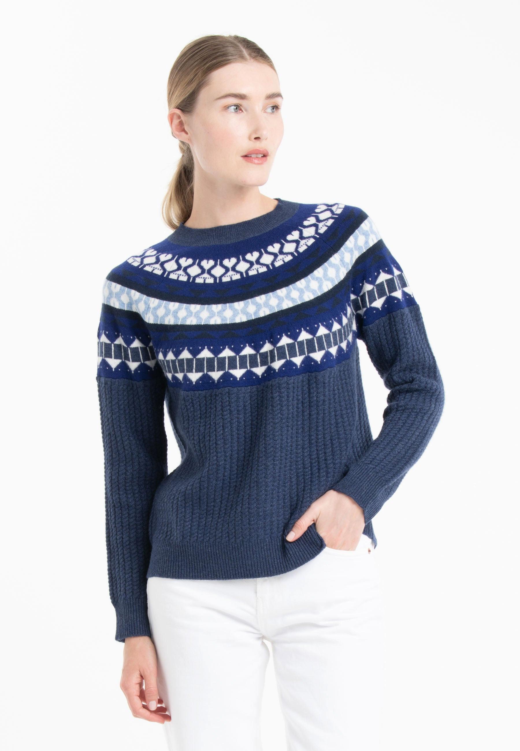 Studio Cashmere8  NAMI 26 Pull col rond torsardé en jacquard - 100% cachemire 