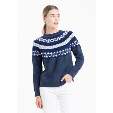 NAMI 26 Pull col rond torsardé en jacquard - 100% cachemire