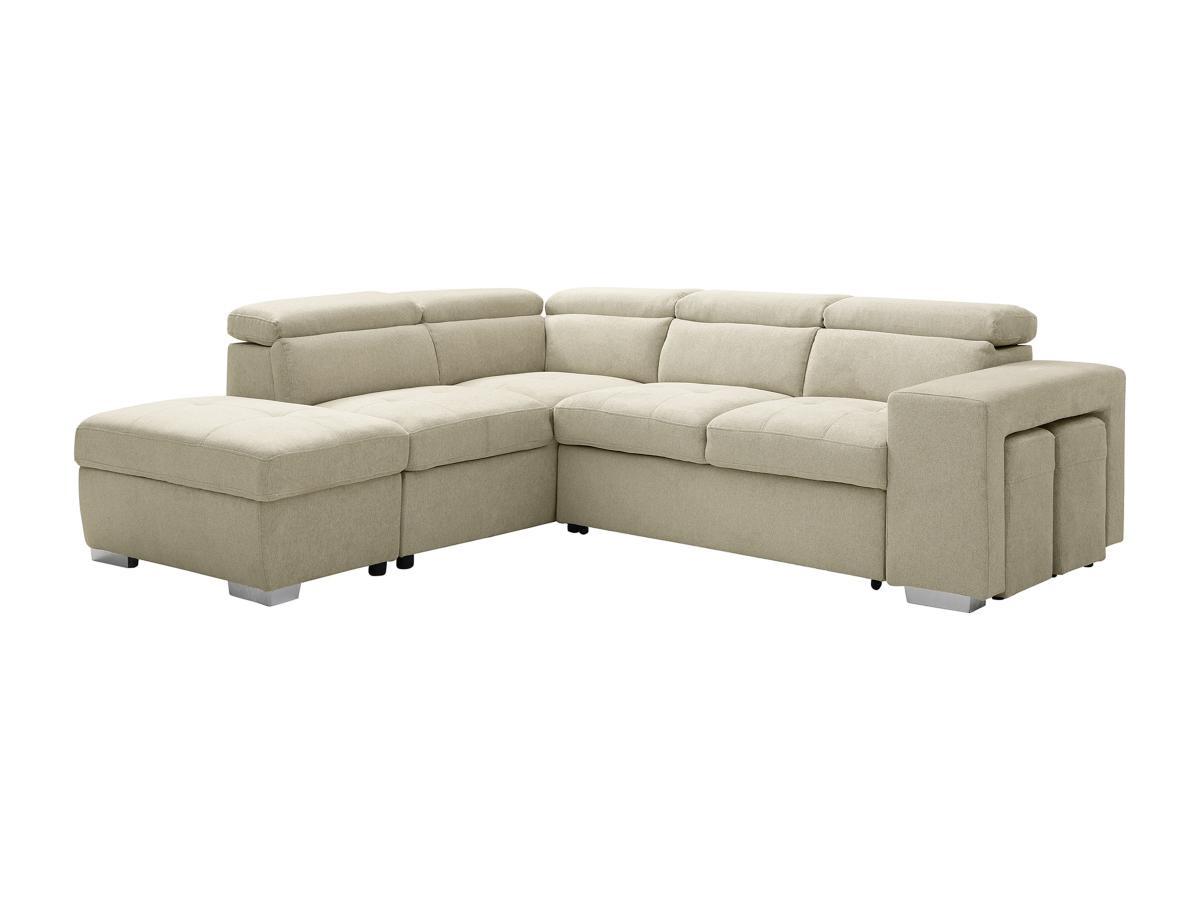 Vente-unique Canapé d'angle gauche convertible en tissu beige MELICENA  