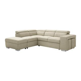 Vente-unique Canapé d'angle gauche convertible en tissu beige MELICENA  