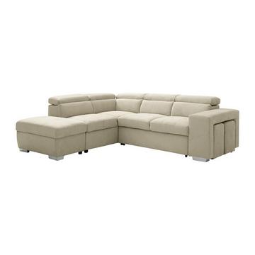 Ecksofa mit Schlaffunktion - Ecke links - Stoff - Beige - MELICENA