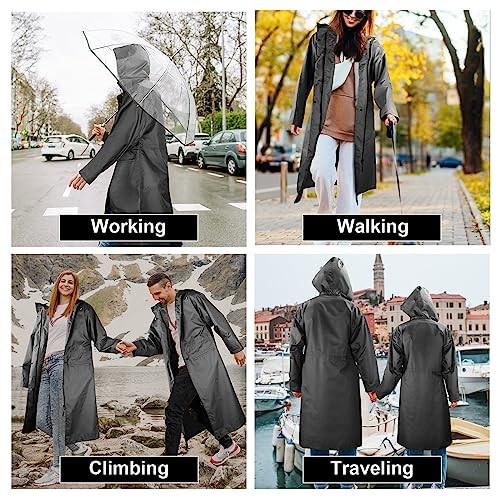 Alopini Langer Wasserdichter Regenmantel Unisex Regenponcho mit Pattentasche  