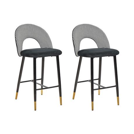 Beliani Lot de 2 chaises de bar en Velours Rétro FALTON  