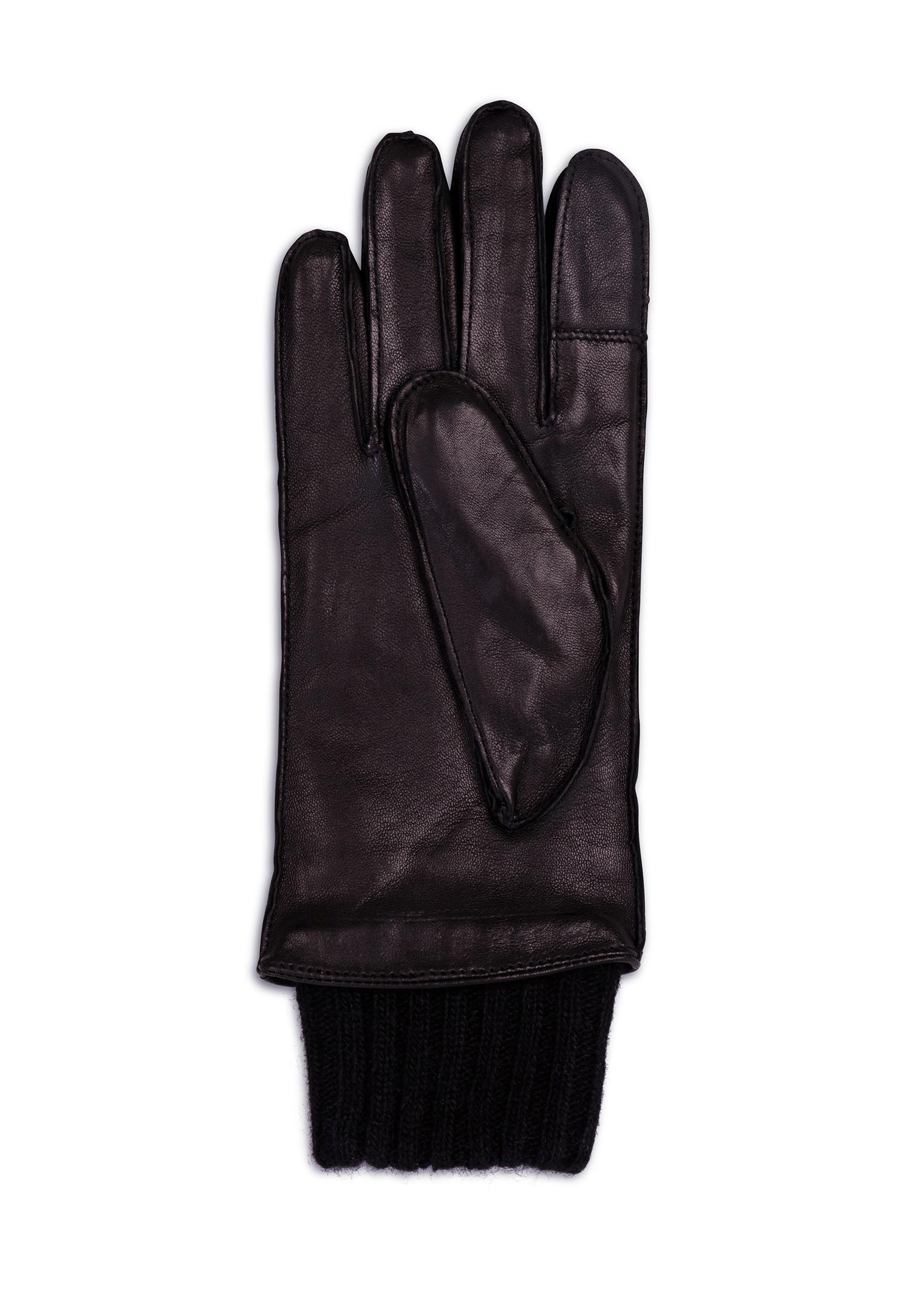 CASH-MERE.CH Gants en cuir à doublure allongée et fonction écran tactile  