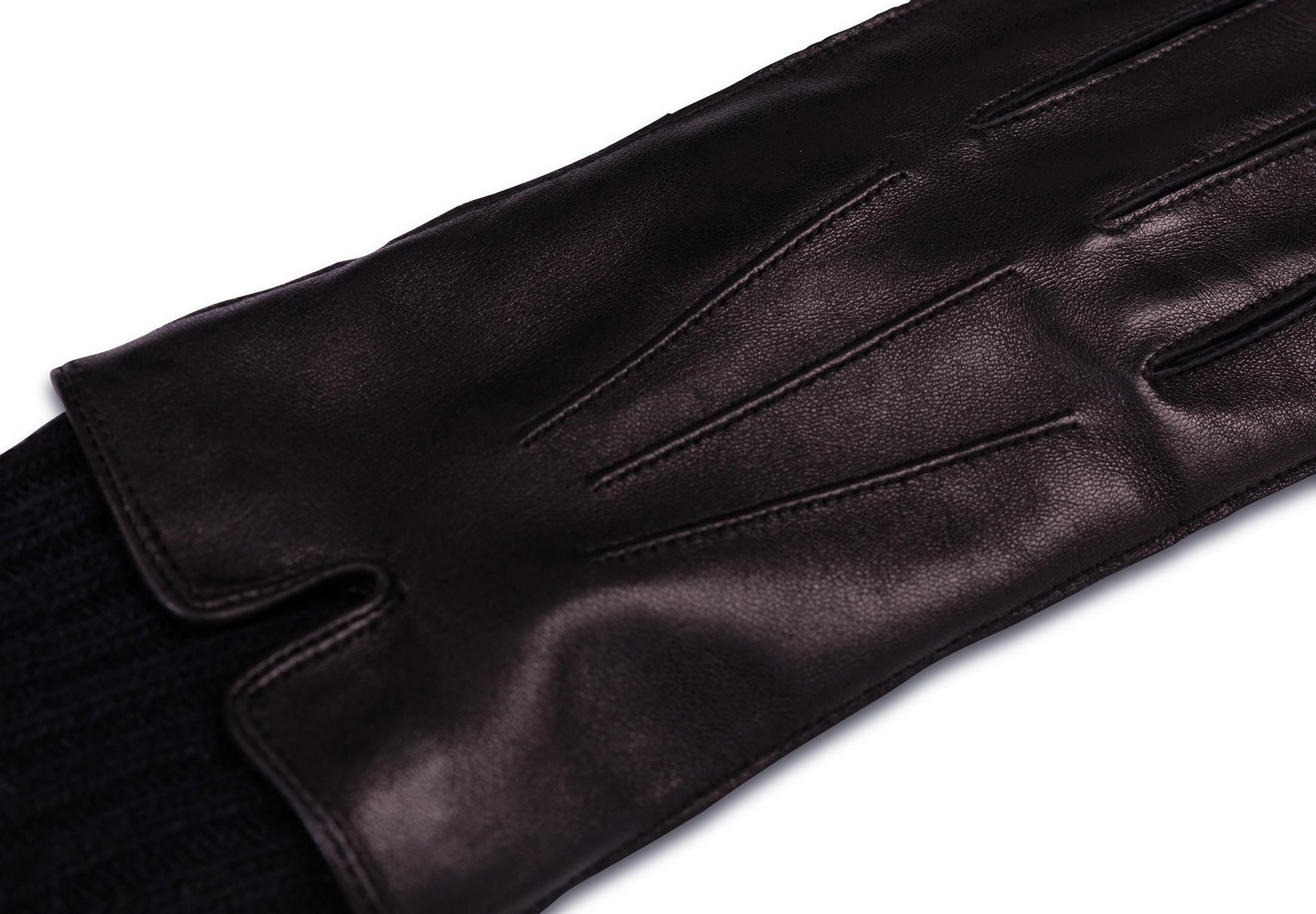 CASH-MERE.CH Gants en cuir à doublure allongée et fonction écran tactile  
