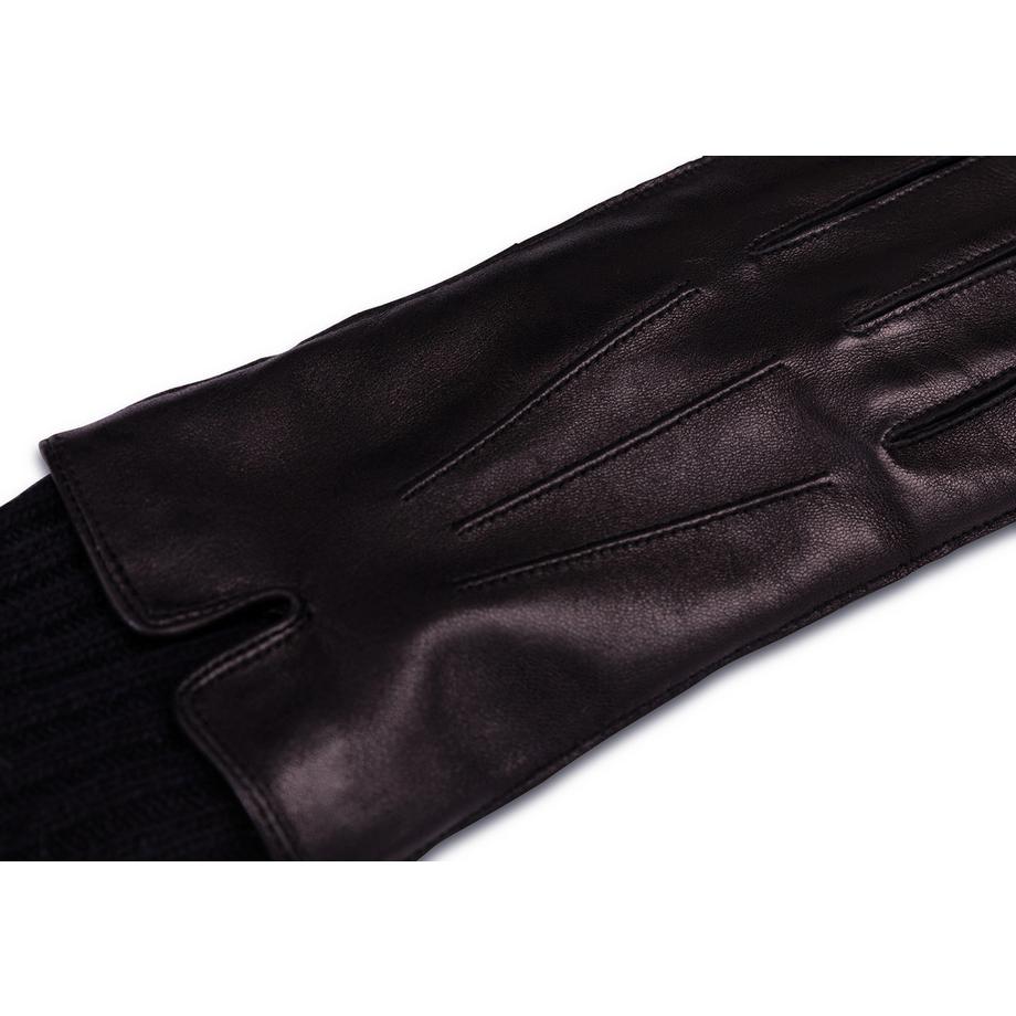 CASH-MERE.CH Gants en cuir à doublure allongée et fonction écran tactile  