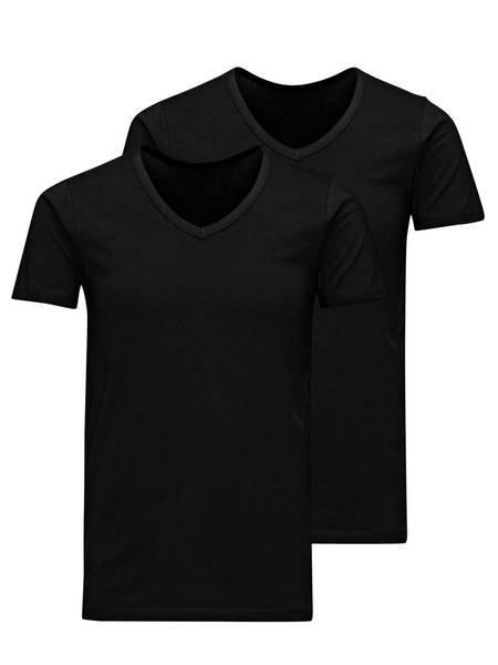 JACK & JONES  Maglietta Uomini Confezione da 2 Vestibilità confortevole-JACBASIC V-NECK TEE 2PK 