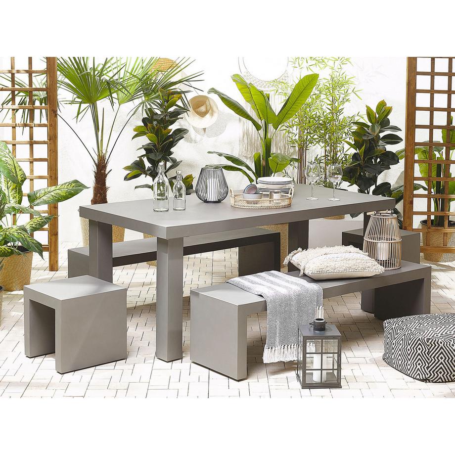 Beliani Garten-Essgruppe für 6 Personen aus Faserzement Industriell TARANTO  