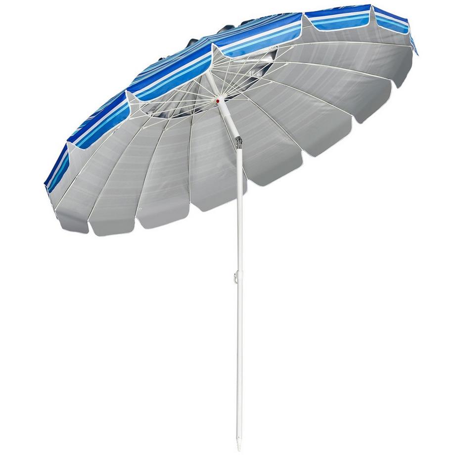 Ombrellone da spiaggia 243 cm Ombrellone da esterno Ombrellone da spiaggia inclinabile in alluminio - blu scuro