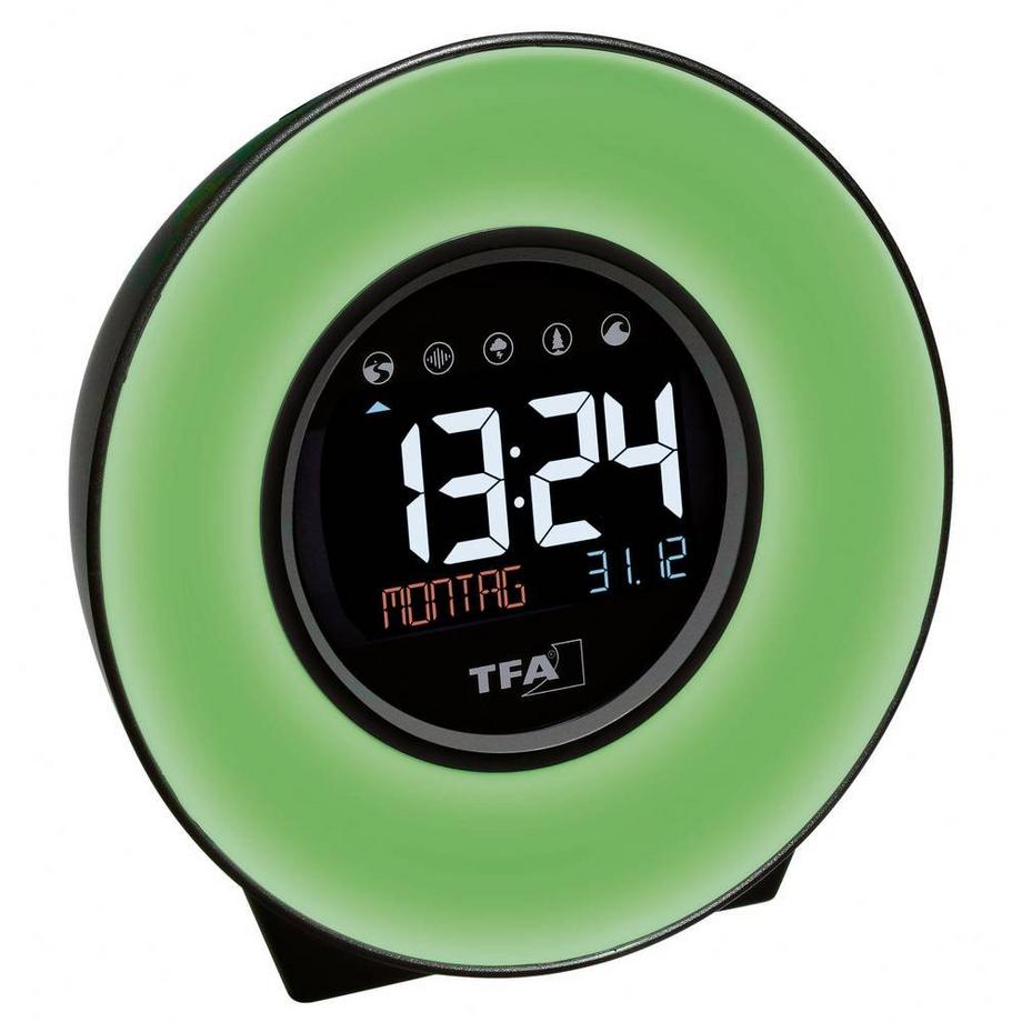 TFA Dostmann MOOD LIGHT Lichtwecker mit Naturgeräuschen und Farbwechsel-Stimmungslicht  