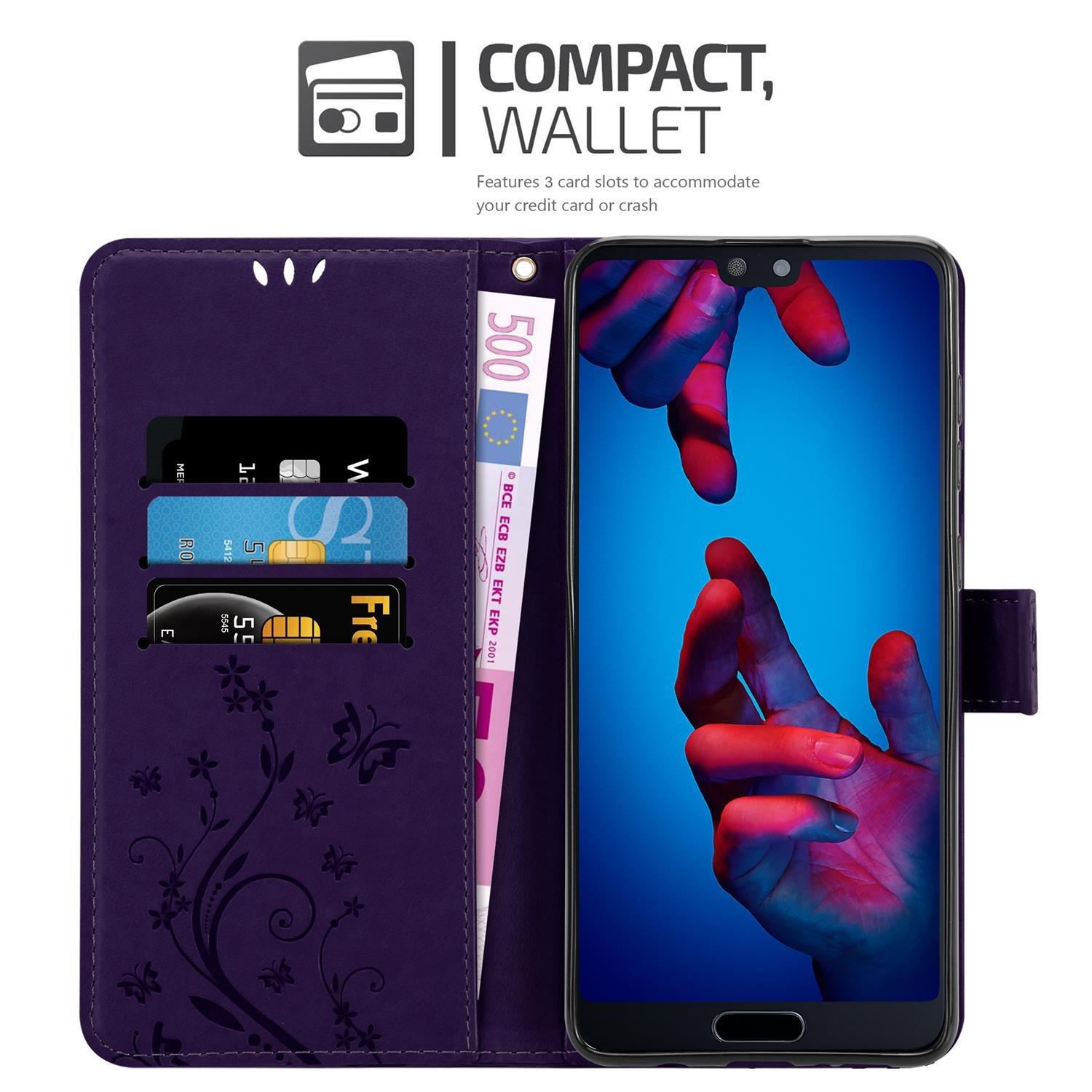 Cadorabo  Hülle für Huawei P20 Blumen Design Magnetverschluss 