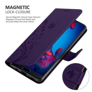 Cadorabo  Housse compatible avec Huawei P20 - Coque de protection au design floral avec fermeture magnétique, fonction de support et emplacements pour cartes 