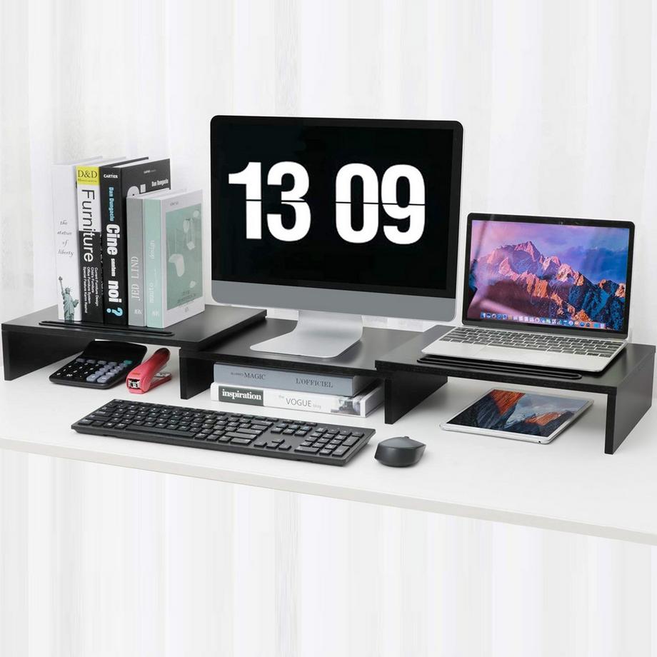 Intirilife  Supporto Per Monitor, Supporto Da Scrivania Regolabile In Lunghezza (3 Pezzi) 