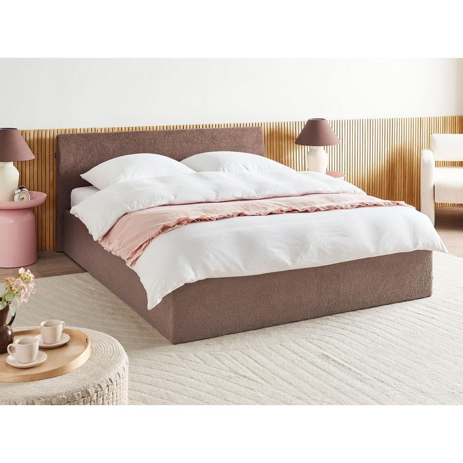 Beliani Letto contenitore en Bouclé  ORBEY  