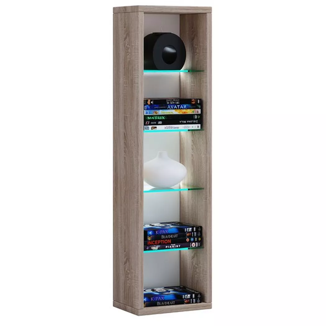 VCM - Holzregal stehend | platzsparender CD-Schrank | Elegantes DVD-Regal stehend | Blu-Ray Regal | CD Regal - Rasato, One Size, Rovere sonoma