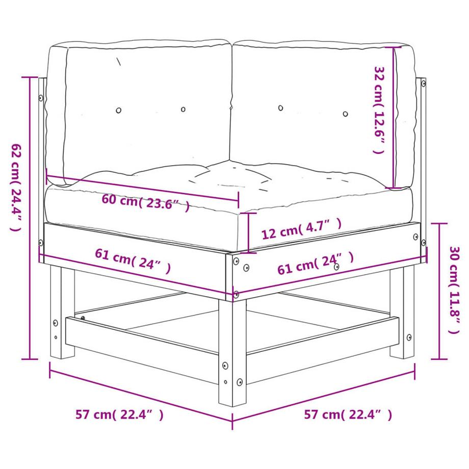 VidaXL Canapé d'angle bois  