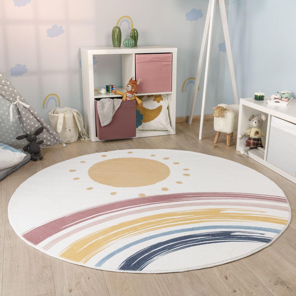 Paco Home Tapis de la chambre pour enfants Sun-ciel lavable  