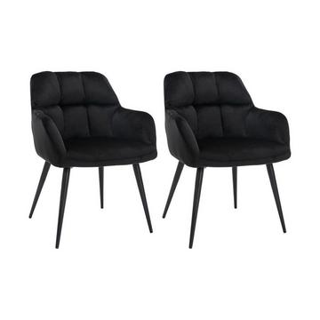 Lot de 2 chaises avec accoudoirs Velours métal PEGA