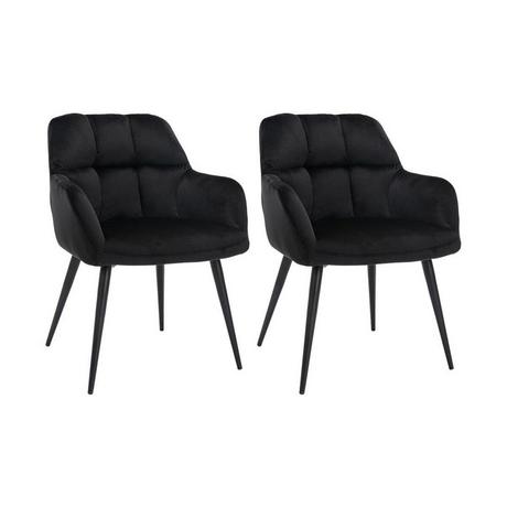 Vente-unique Lot de 2 chaises avec accoudoirs Velours métal PEGA  