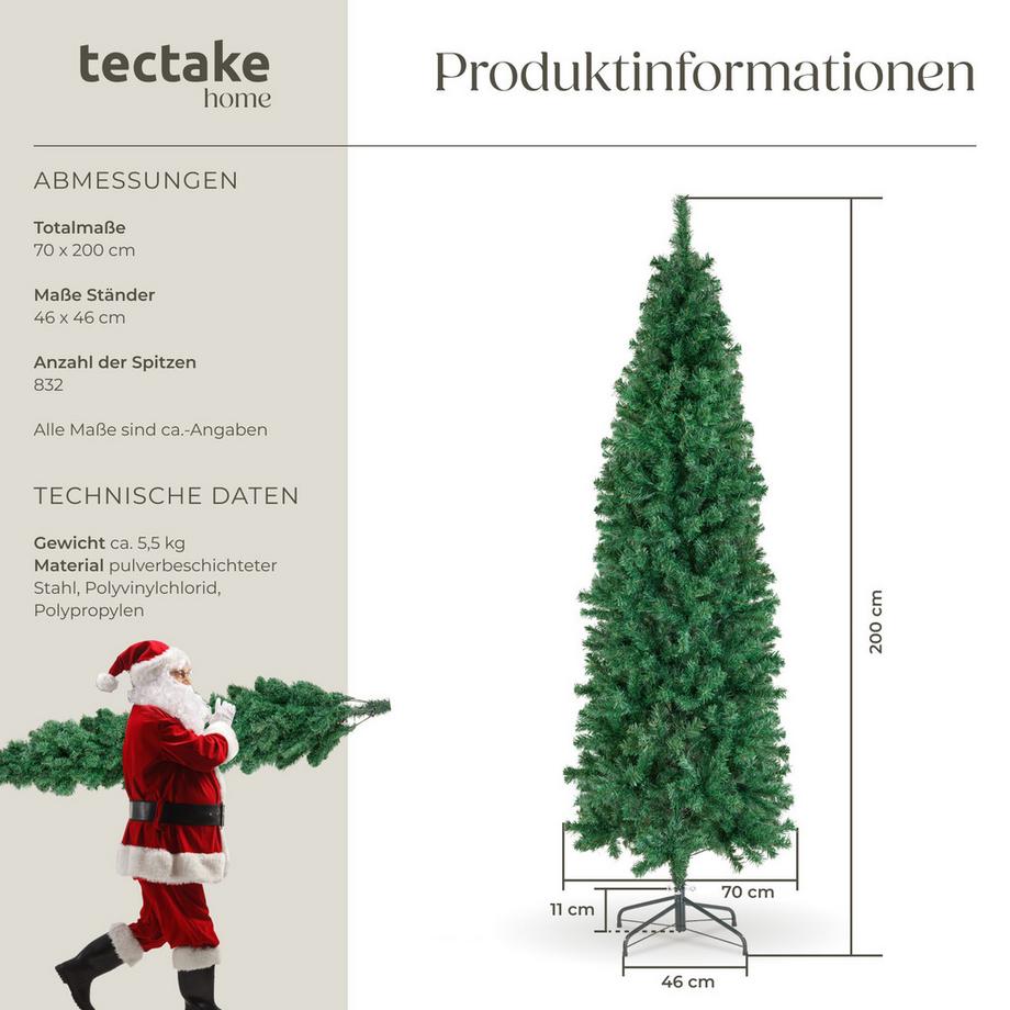 Tectake Weihnachtsbaum Comet verschiedene Größen, künstlich in Grün, mit dichten Nadeln detailliert und naturgetreu  