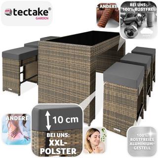 Tectake Salon de jardin IBIZA 6 places avec 2 sets de housses + housse de protection  