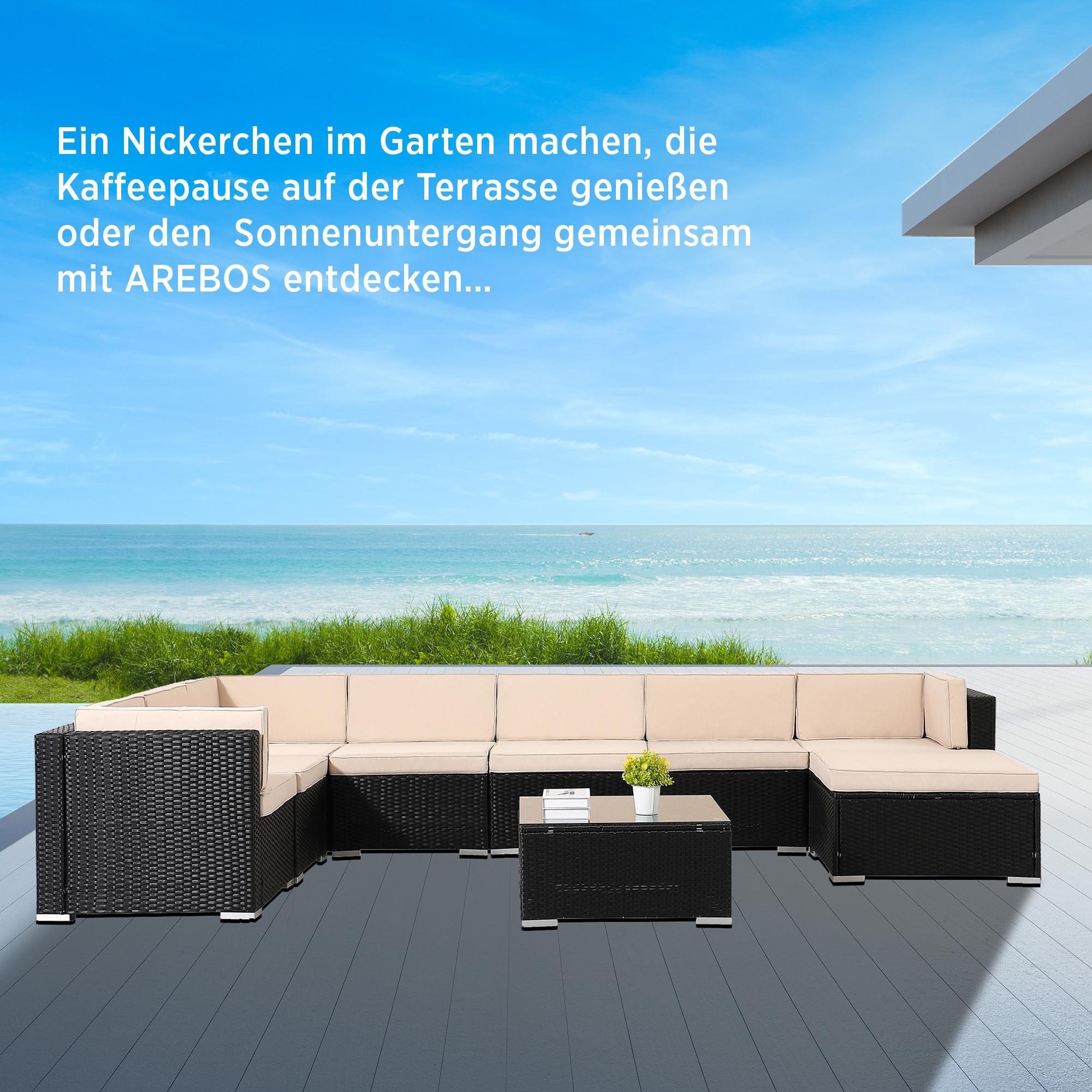 Arebos Polyrattan Gartenmöbel Gartenset Lounge Garnitur Set Sitzgruppe  