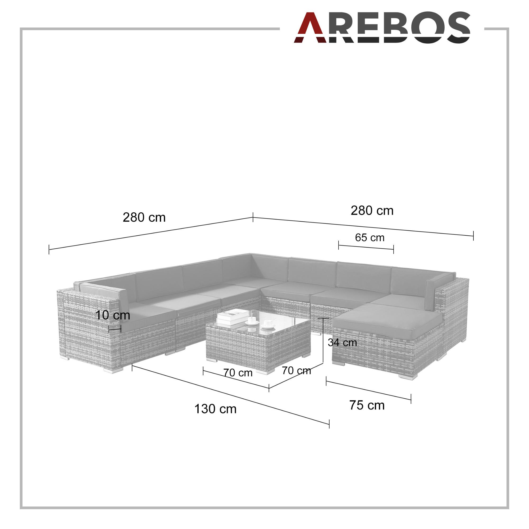 Arebos Mobilier de jardin polyrotin Ensemble d'extérieur Ensemble salon lounge  