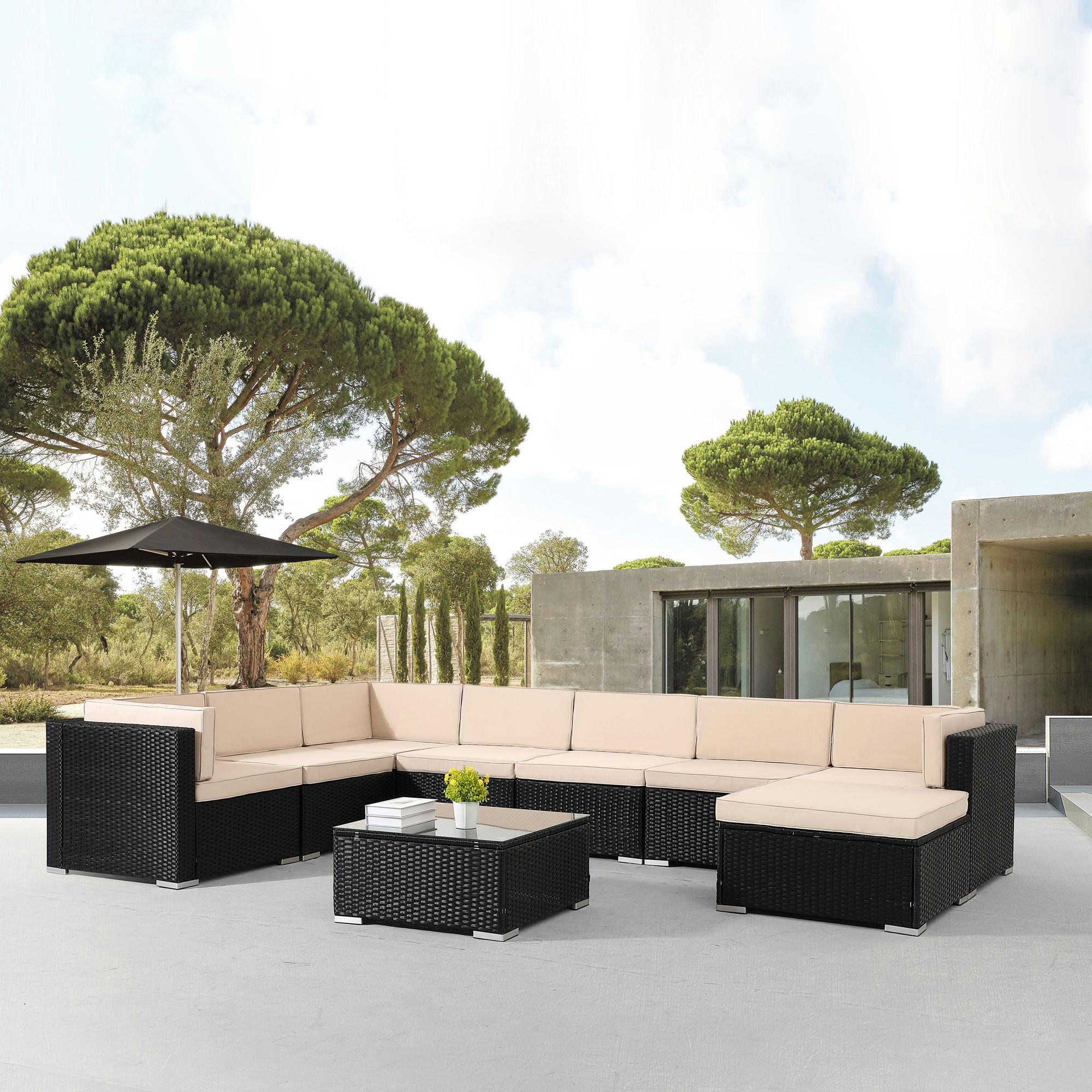 Arebos Mobilier de jardin polyrotin Ensemble d'extérieur Ensemble salon lounge  