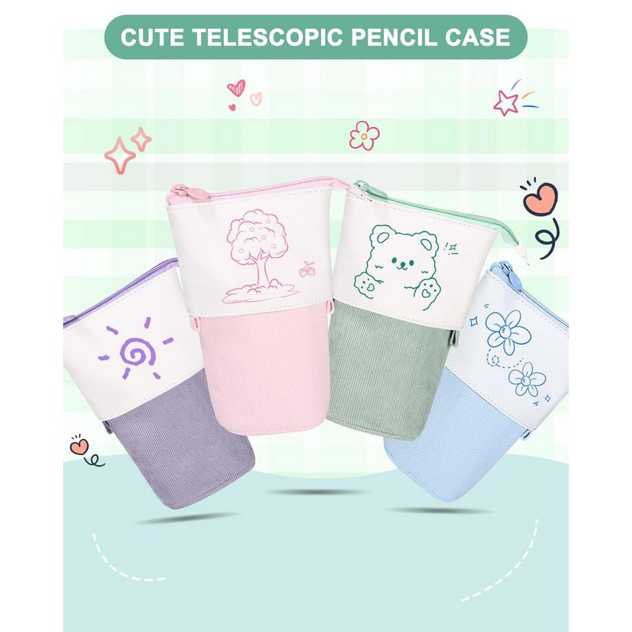 Only-bags.store Trousse à crayons zippée, trousse à crayons télescopique, trousse à crayons 2-en-1, adolescent  