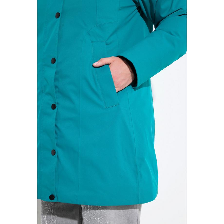 Ulla Popken HYPRAR Giacca funzionale idrorepellente con cappuccio e cerniera a doppio cursore  