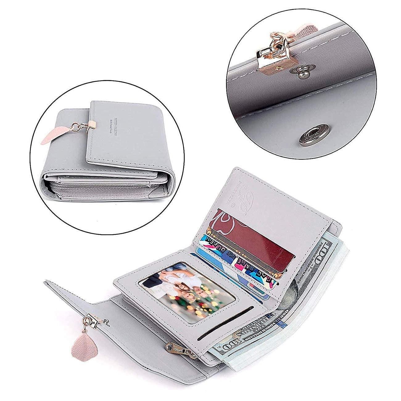 Only-bags.store Portafoglio piccolo in ecopelle liscia con scomparti multipli  