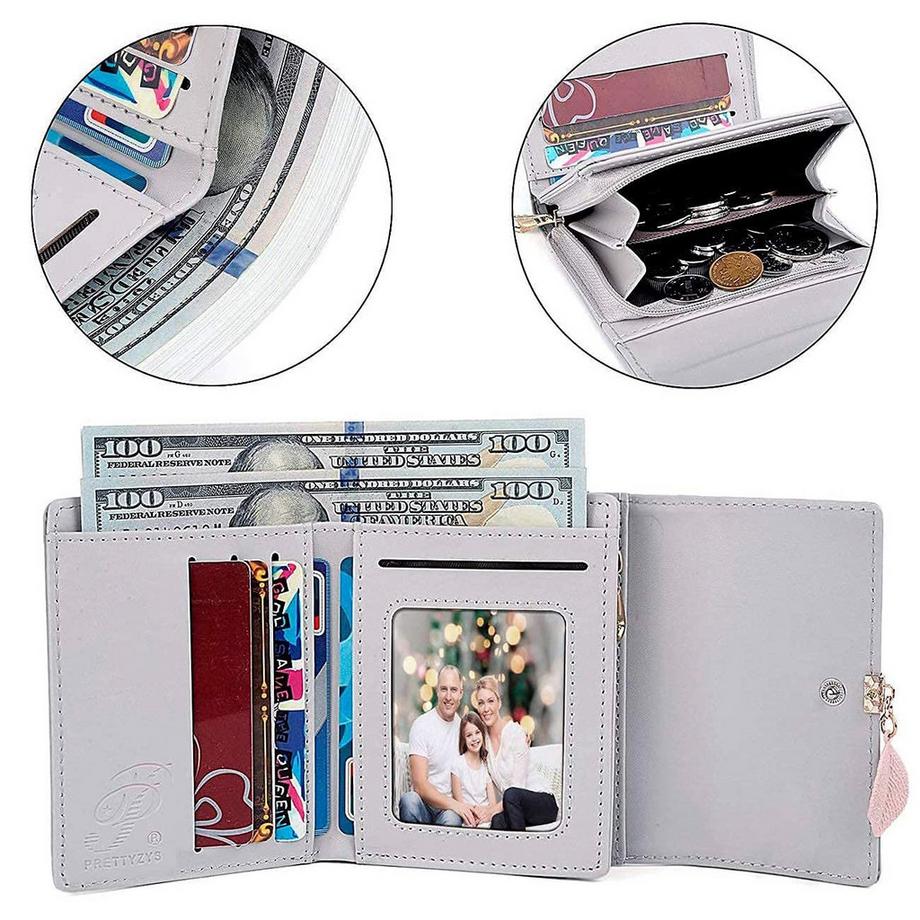 Only-bags.store Kleines glattes Kunstleder Portemonnaie mit mehreren Fächern  