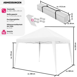 Tectake Tonnelle pliable Linosa 3x3m  