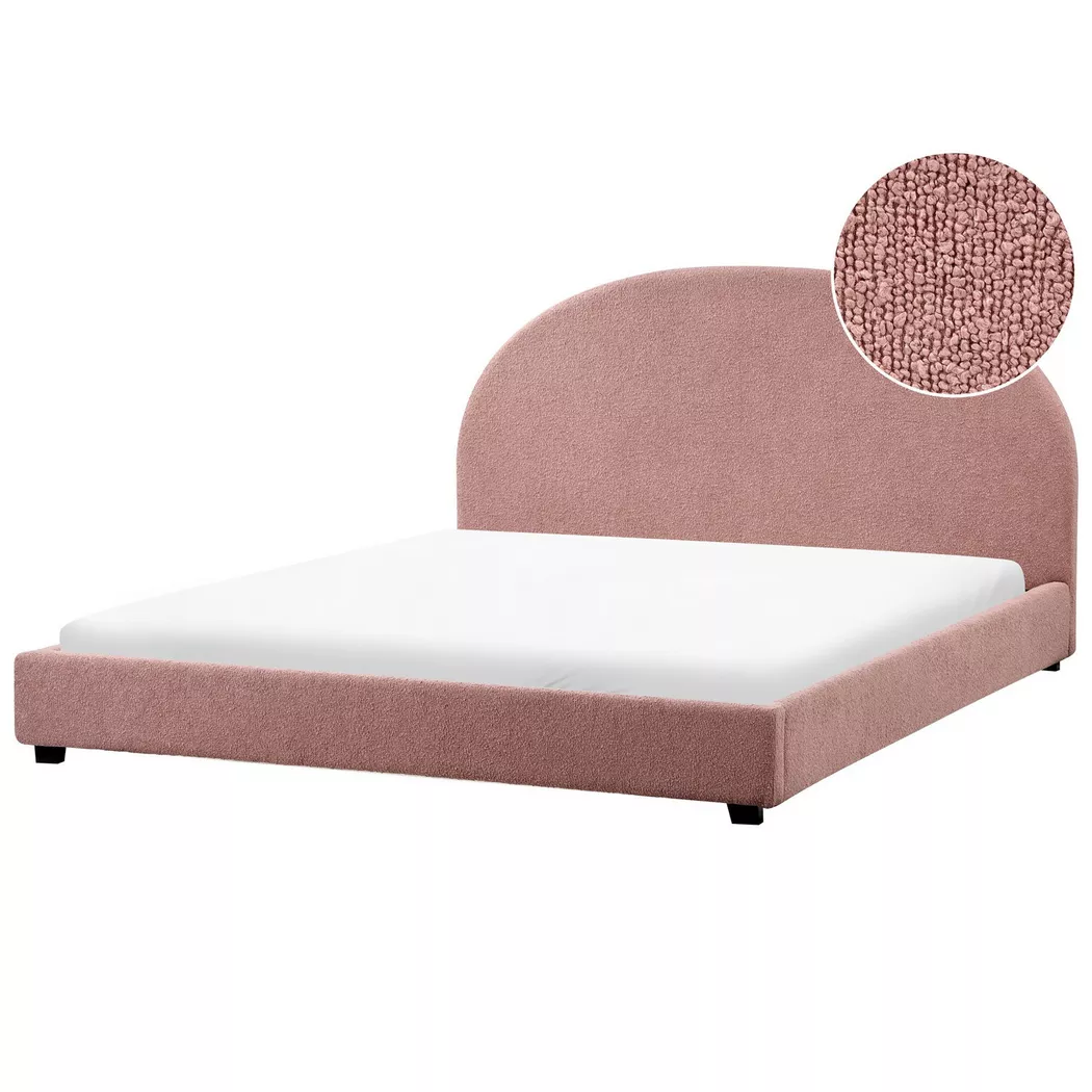 Beliani - Wasserbett aus Bouclé  VAUCLUSE, Puderrosa