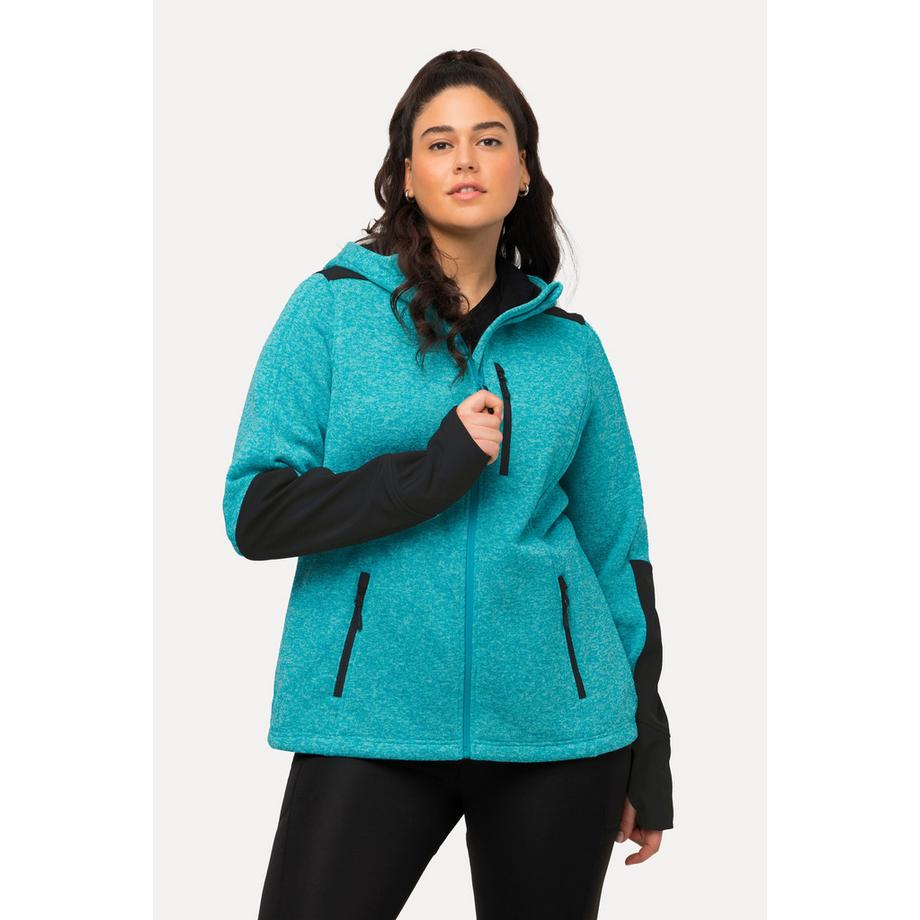 Ulla Popken Fleecejacke Reflektordruck Kapuze Daumenloch  