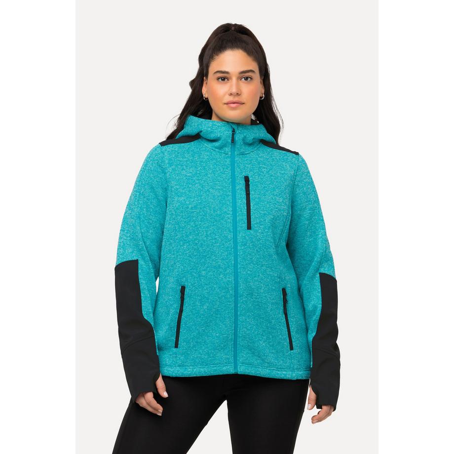 Ulla Popken Fleecejacke Reflektordruck Kapuze Daumenloch  