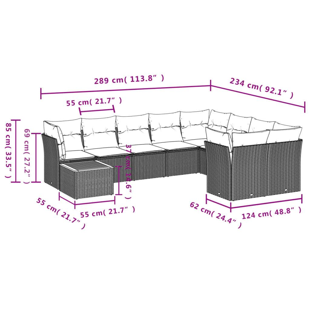 VidaXL Ensemble de canapés de jardin rotin synthétique  